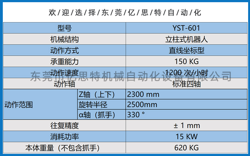  立式碼垛機器人 產(chǎn)品參數(shù)