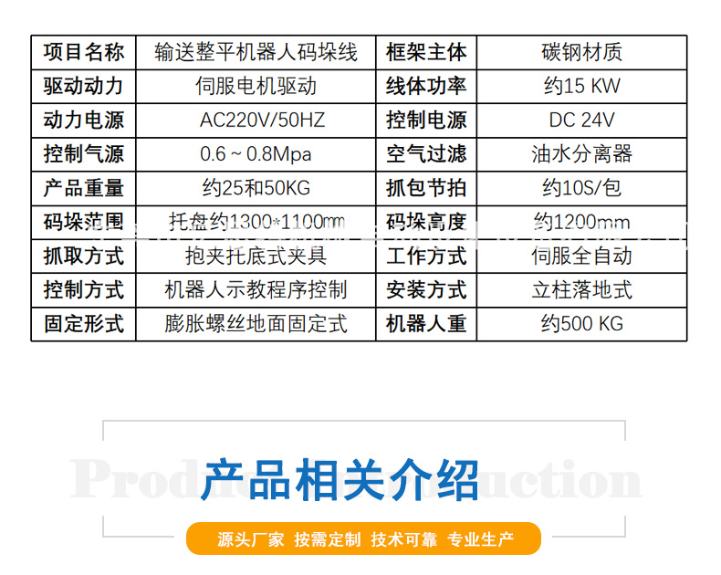 機器人碼垛線的參數(shù)